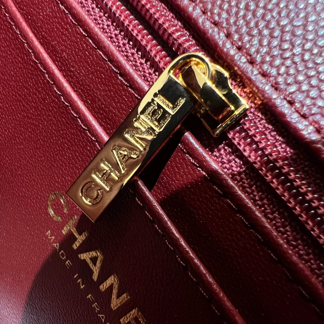 CH  MINI CLASSIC HANDBAG 20 Small Grained Calfskin Red Wine Color