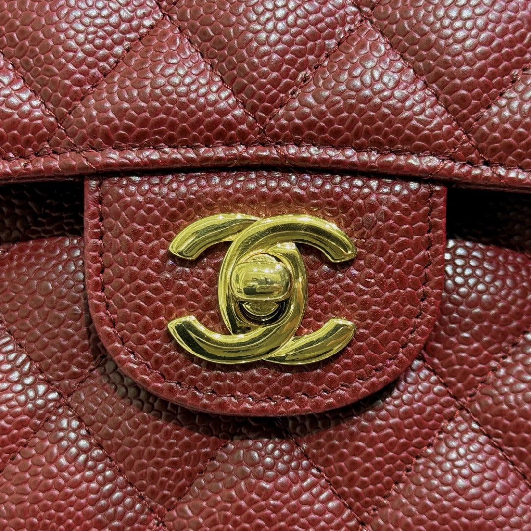 CH  SMALL CLASSIC HANDBAG 23 Grained Calfskin Red Wine Color