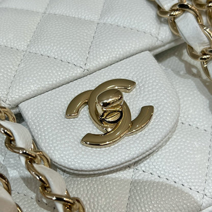CH CLASSIC 11.12 HANDBAG 25.5 Small Grained Calfskin White
