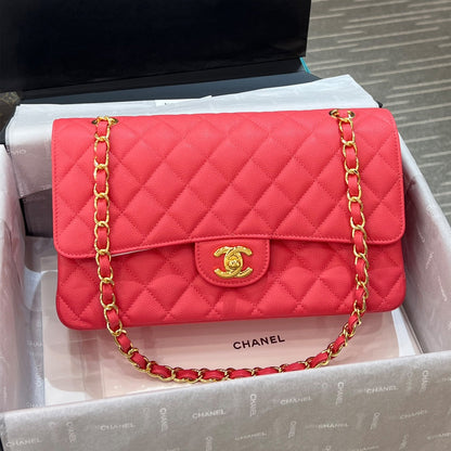 CH CLASSIC 11.12 HANDBAG 25.5 Small Grained Calfskin  Orange