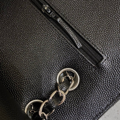 CH  CLASSIC 11.12 HANDBAG 25.5 Small Grained Calfskin  V Pattern Black