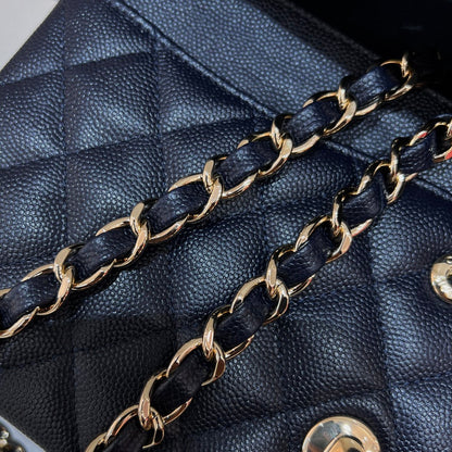 CH CLASSIC 11.12 HANDBAG 25.5 Small Grained Calfskin Dark Blue