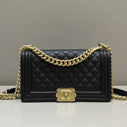 CH BOY HANDBAG 25 Small Grained Calfskin Black