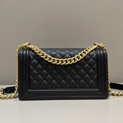 CH BOY HANDBAG 25 Small Grained Calfskin Black