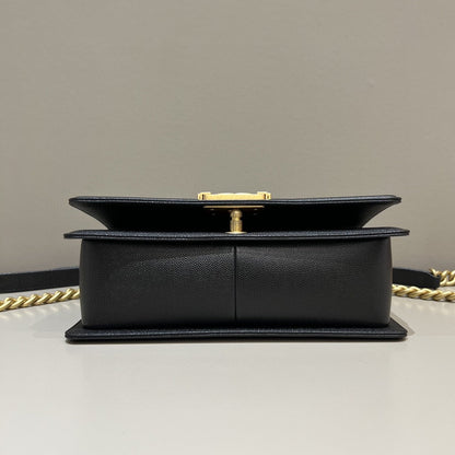 CH BOY HANDBAG 25 Small Grained Calfskin Black