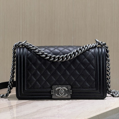 CH BOY HANDBAG 25 Small Grained Calfskin Black