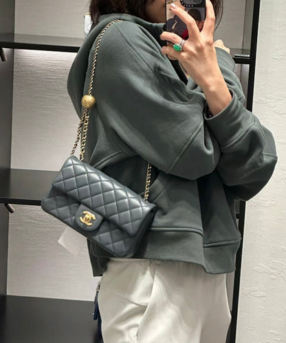 CH  CF20 Golden Globe CLASSIC HANDBAG  Lambskin Dark Gray