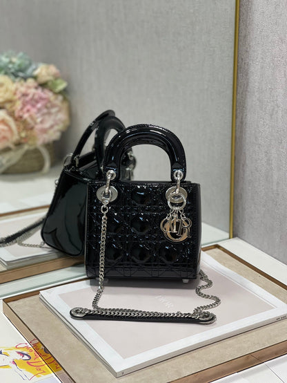 DO Mini & Small Lady Bag Black Patent Cannage Calfskin
