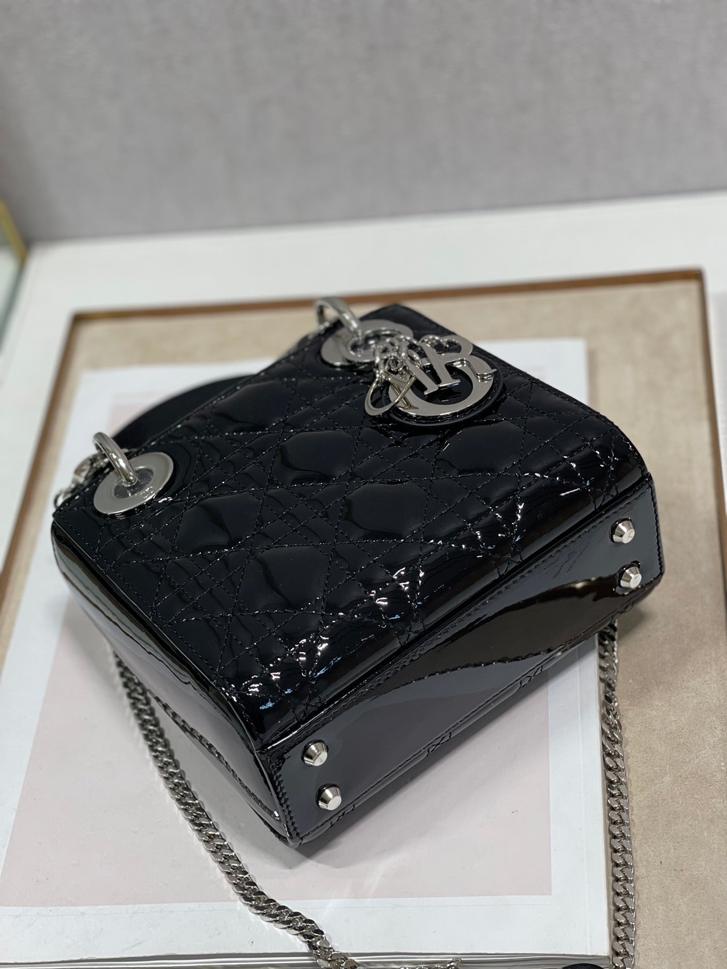 DO Mini & Small Lady Bag Black Patent Cannage Calfskin