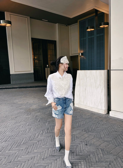 er 25ss lace buttons shirt