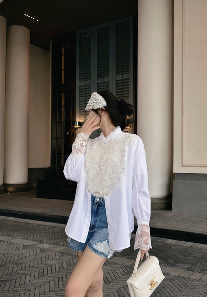 er 25ss lace buttons shirt