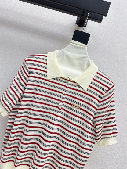 MIU 25SS KNITTED WOOL POLO