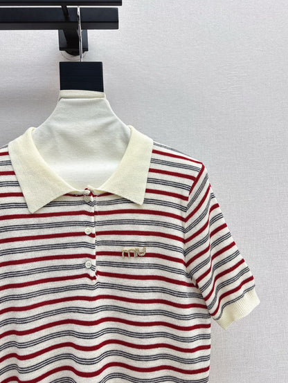 MIU 25SS KNITTED WOOL POLO