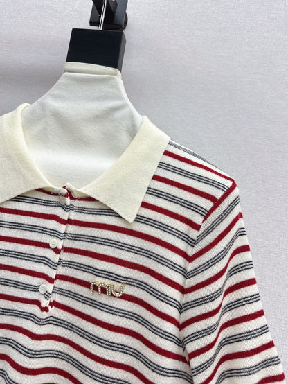 MIU 25SS KNITTED WOOL POLO
