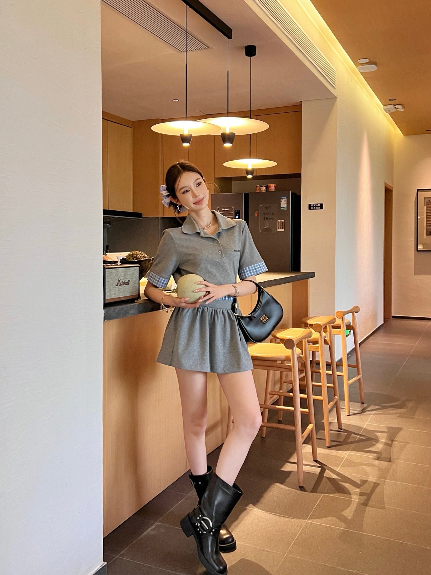Mi 25ss polo skirt set