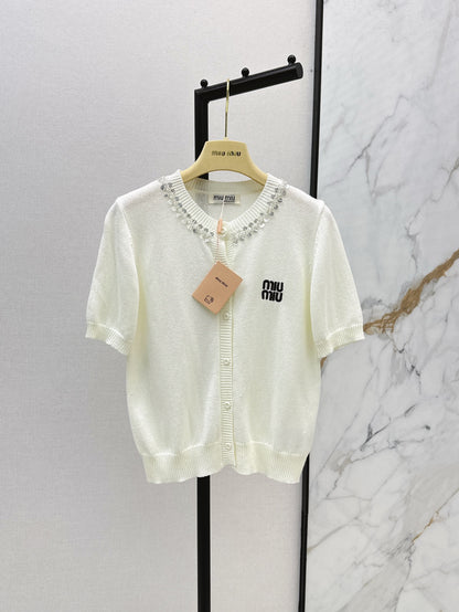 Miu 25ss beaded cardigan