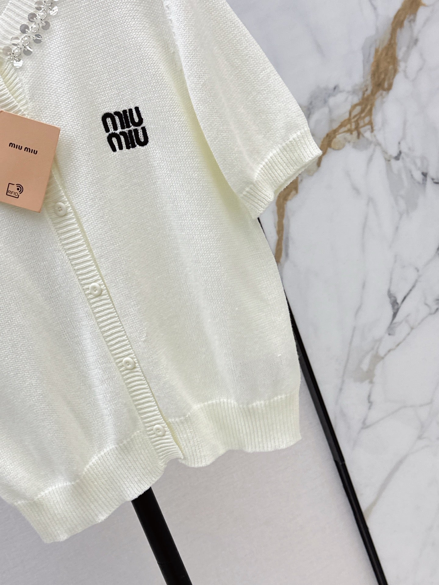 Miu 25ss beaded cardigan
