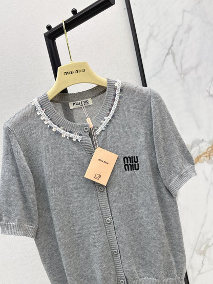 Miu 25ss beaded cardigan