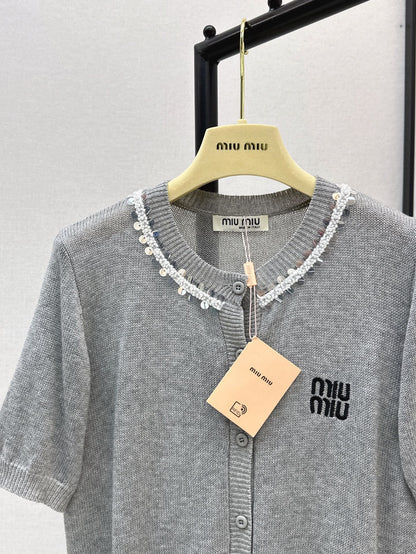 Miu 25ss beaded cardigan