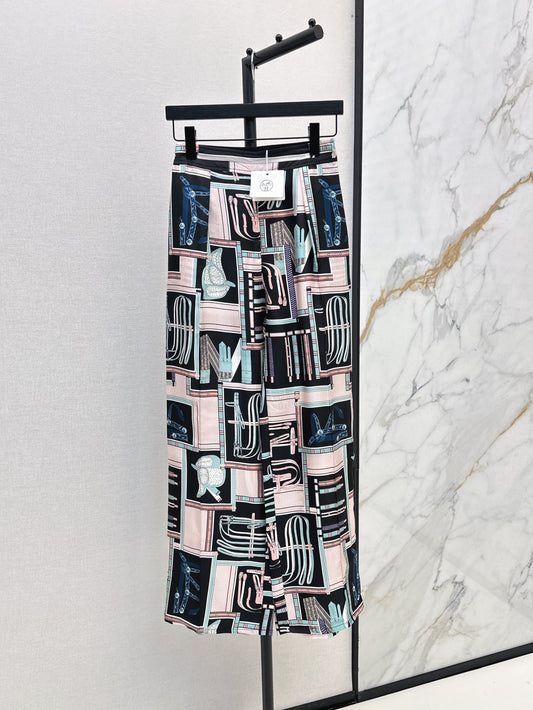 He 25ss print silk pants