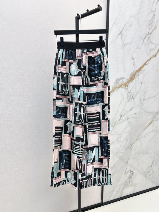 He 25ss print silk pants