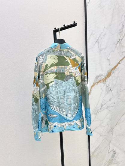 He 24ss print silk shirt