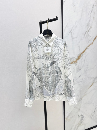 Her 25ss print silk shirt