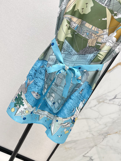 He 25ss print silk dress