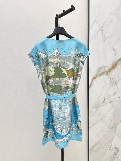 He 25ss print silk dress