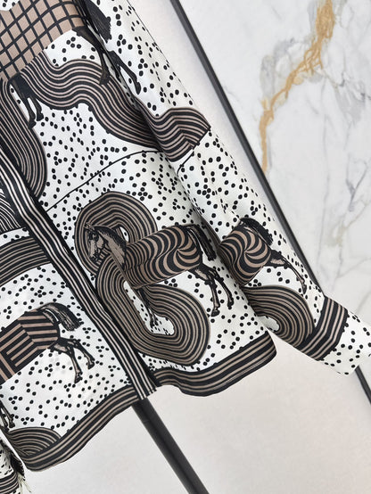 He 25ss print silk shirt