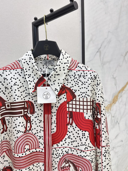 He 25ss print silk shirt