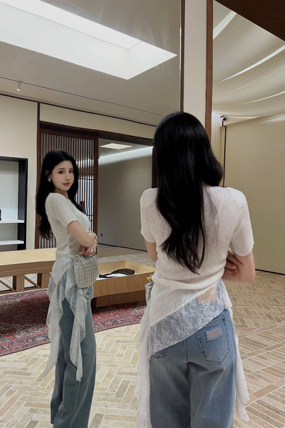 M 25SS Lace knitted shirt