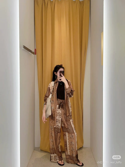 zim 25ss print silk pants