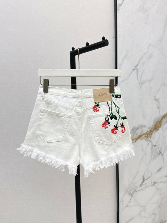 Loe 25ss print denim shorts