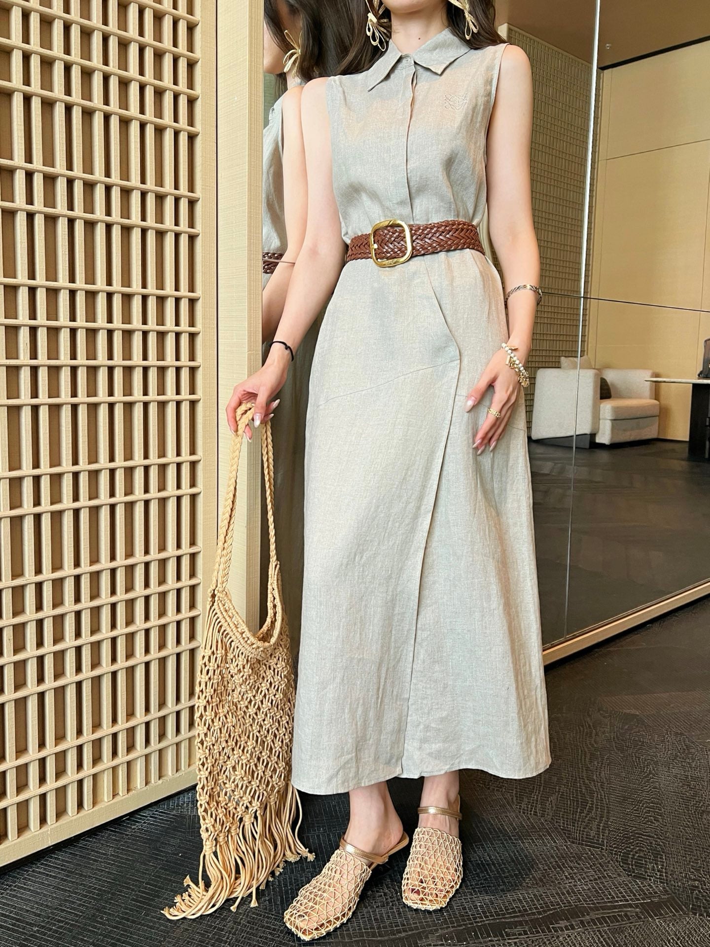 Loe 25ss Linen sleeveless dress