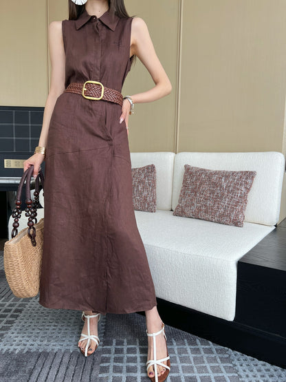 Loe 25ss Linen sleeveless dress