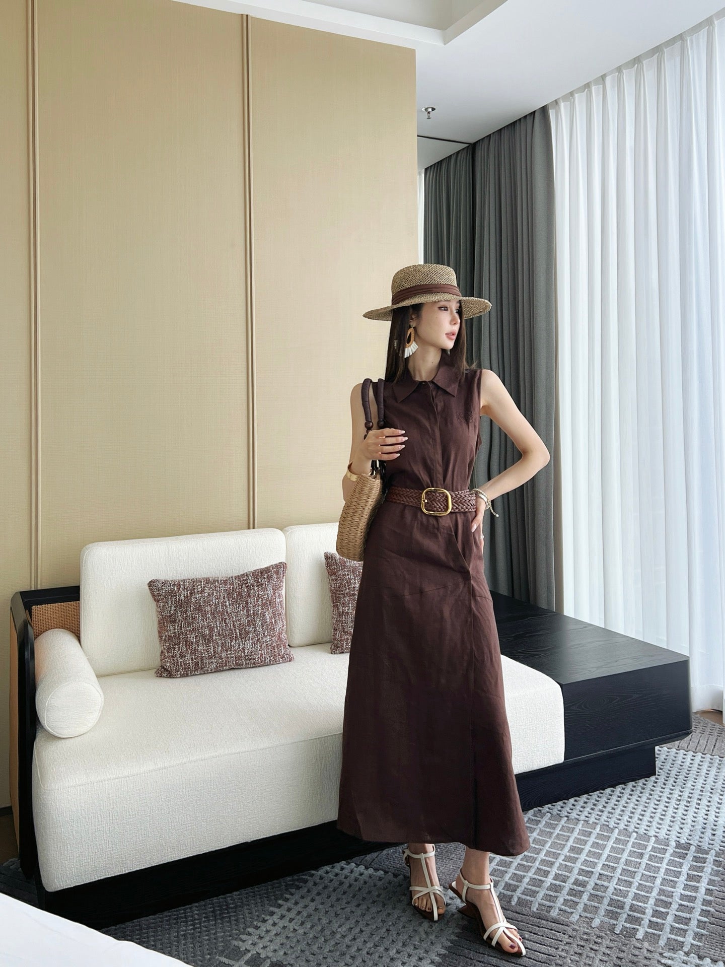 Loe 25ss Linen sleeveless dress