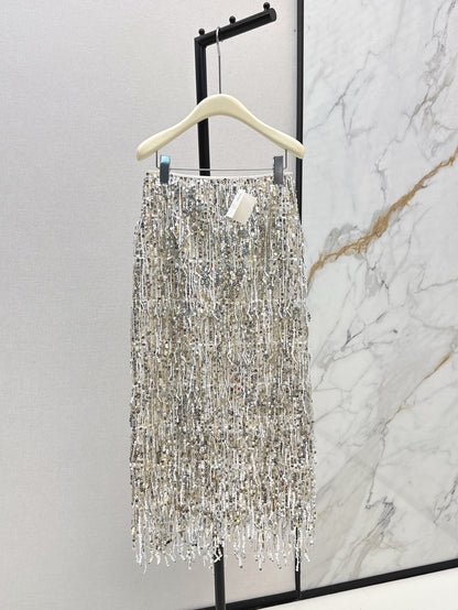 Brune 25ss Fringed sequined skirt