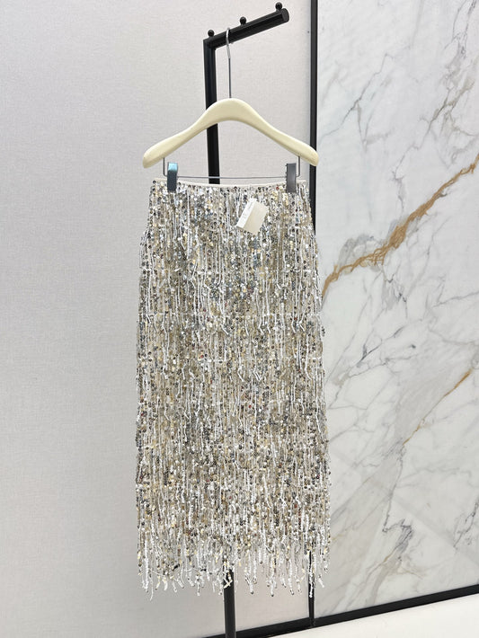 Brune 25ss Fringed sequined skirt