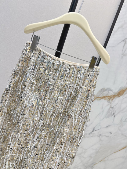Brune 25ss Fringed sequined skirt