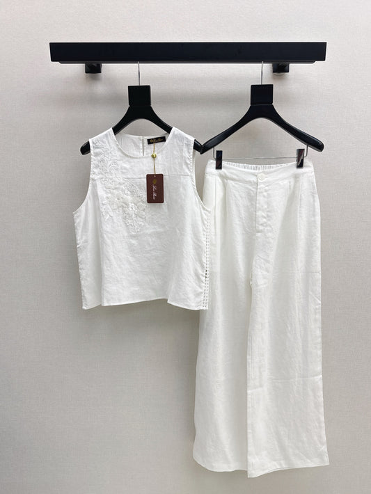 Loro 25ss linen embroidered suit