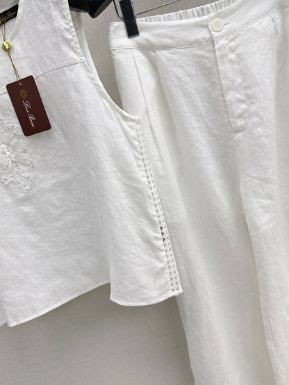 Loro 25ss linen embroidered suit