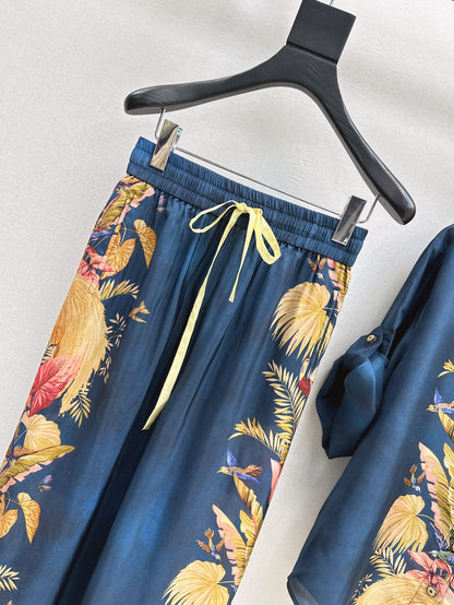 Zimm 25ss Silk print pants