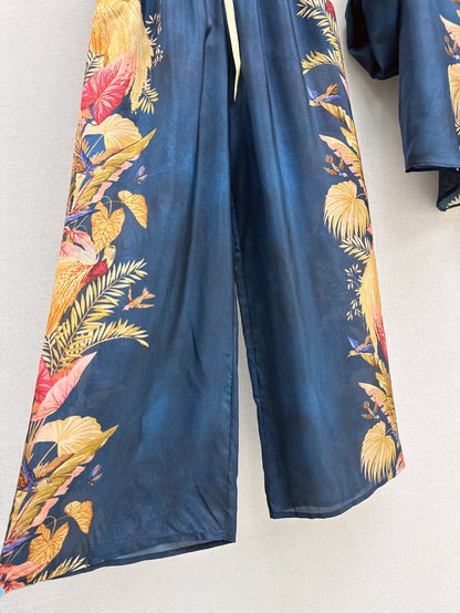 Zimm 25ss Silk print pants