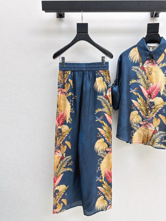 Zimm 25ss Silk print pants