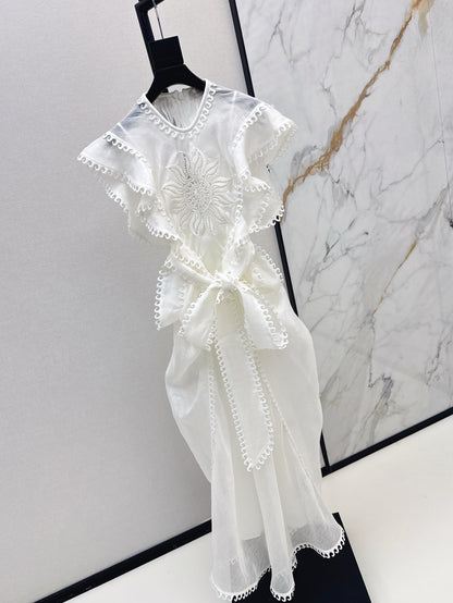 Zimm 25ss Silk Linen ruffle dress