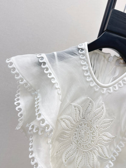 Zimm 25ss Silk Linen ruffle dress