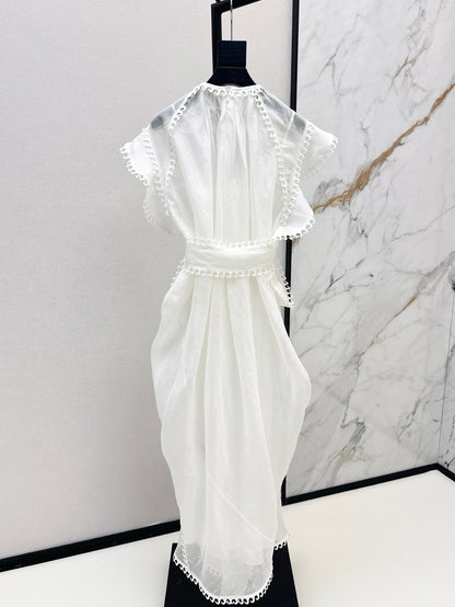 Zimm 25ss Silk Linen ruffle dress