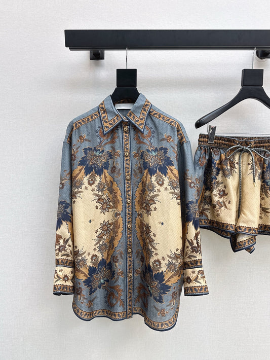 ZIM 25ss silk print shirt