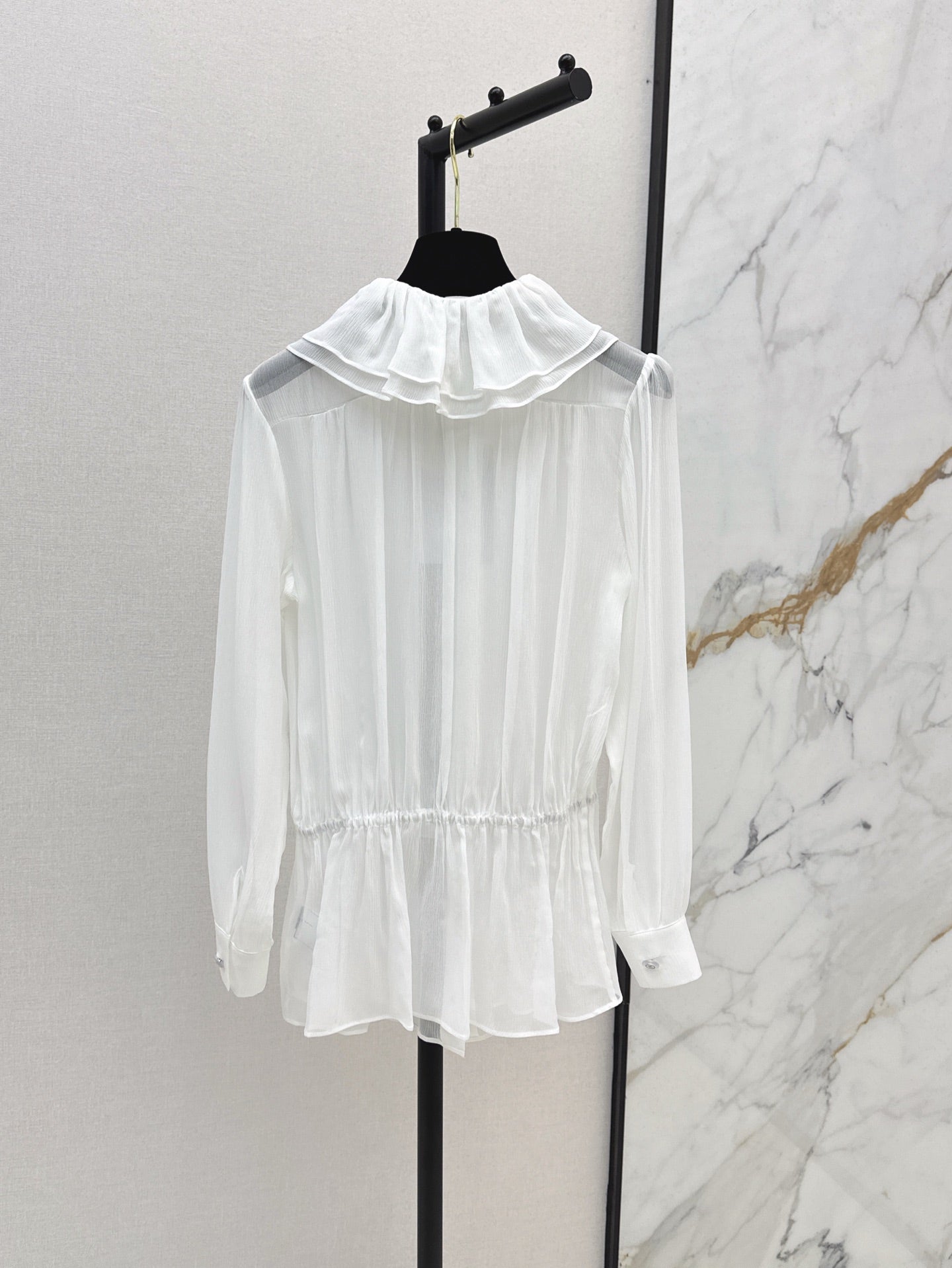 Chan 25ss ruffle Silk shirt